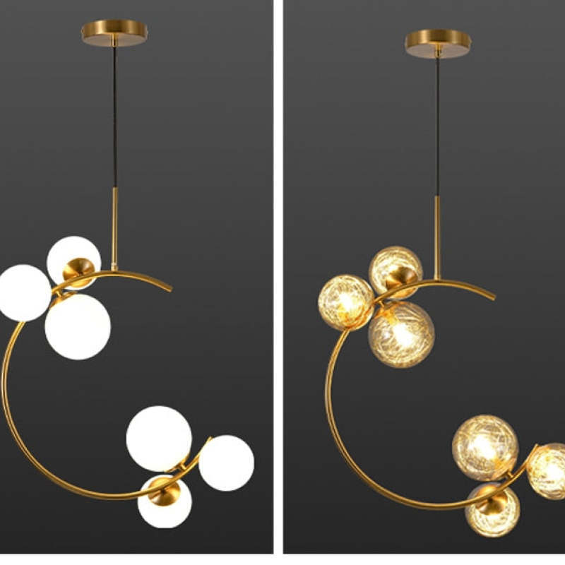 Valentina Modern Glass Globe Pendant Light, gold finish, two styles