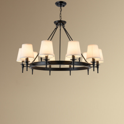 Black Alessio Ring Chandelier with Fabric Shades - 8 Lights