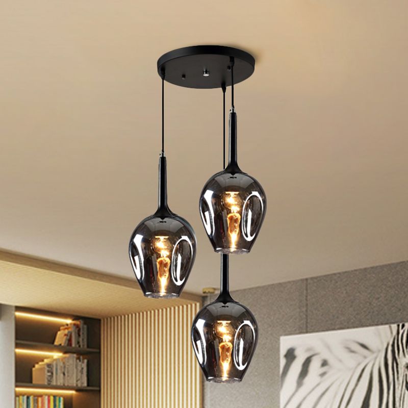 Valentina Nordic pendant light, smoky glass chandelier.