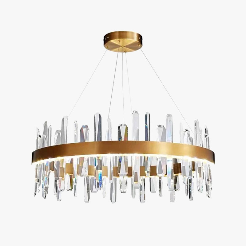 Marylin Modern Crystal Ring Chandelier with brushed brass finish and crystal accents