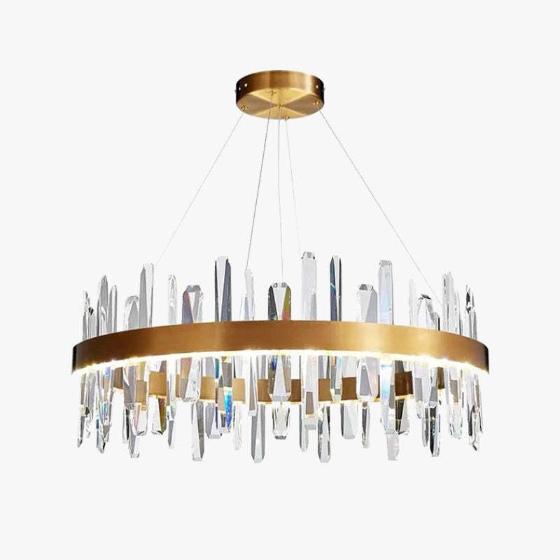 Marylin Modern Crystal Ring Chandelier with brushed brass finish and crystal accents