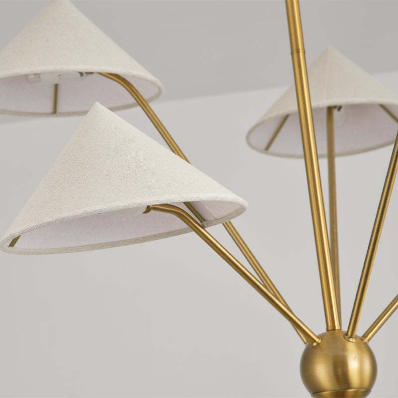 Alessio Chandelier: Brass Metal with Fabric Cone Shades