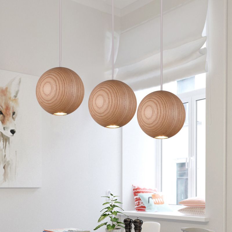Ozawa Pendant Light wood globe cluster