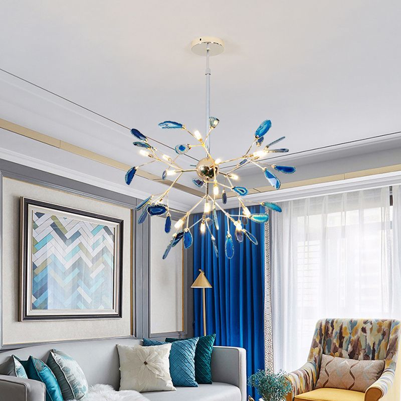 Javon Blue Agate Pendant Light in Living Room
