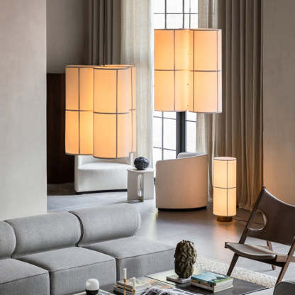 Renée Cylinder Pendant Light, Lantern, Fabric, Japanese