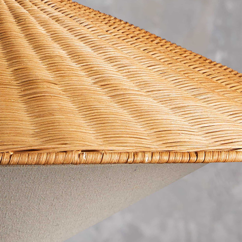 Close-up detail of Muto rattan pendant light shade