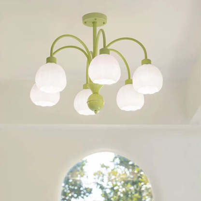 Green Lily Pumpkin Ceiling Light Fixture Lily Modern Pumpkin Metal Flush-Mount Ceiling Light