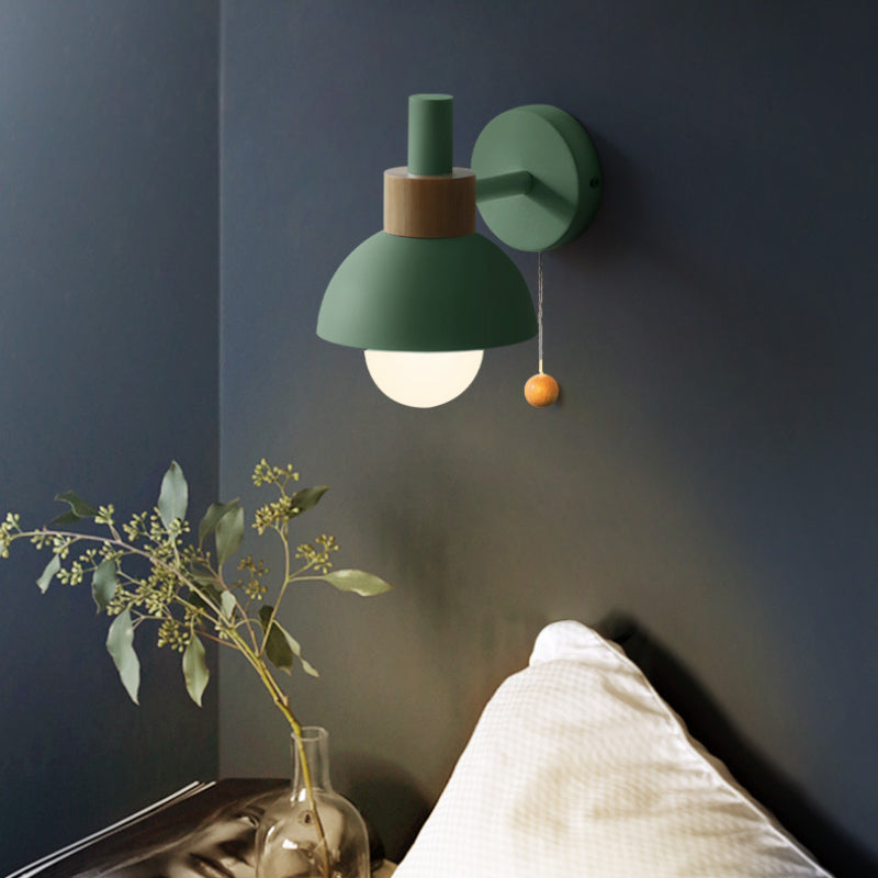 Green Morandi Wall Lamp illuminating bedroom, modern bedroom lighting