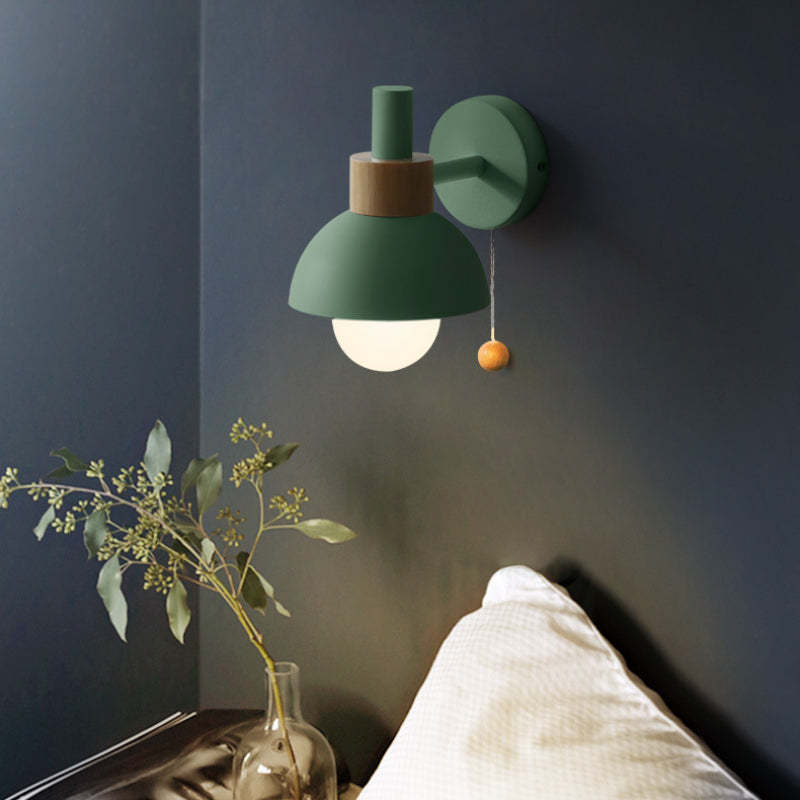 Green Morandi Wall Lamp illuminating bedroom, modern bedroom lighting