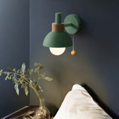 Green Morandi Wall Lamp illuminating bedroom, modern bedroom lighting