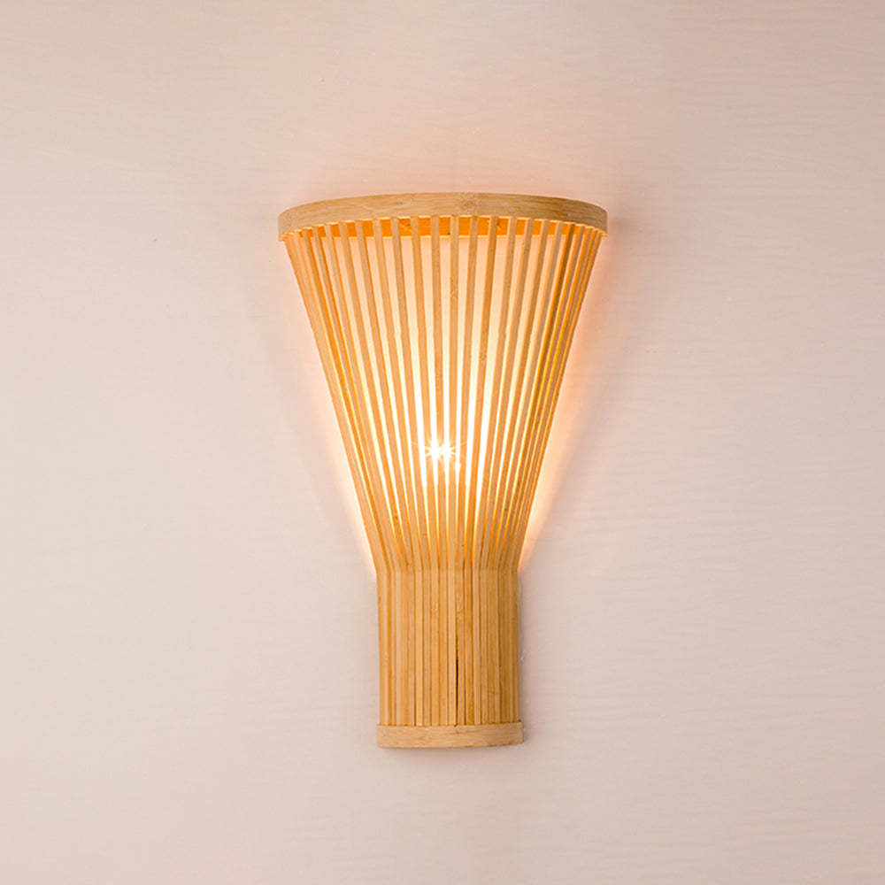 Muto Rattan Wall Lamp: Eco-friendly bedroom lighting.