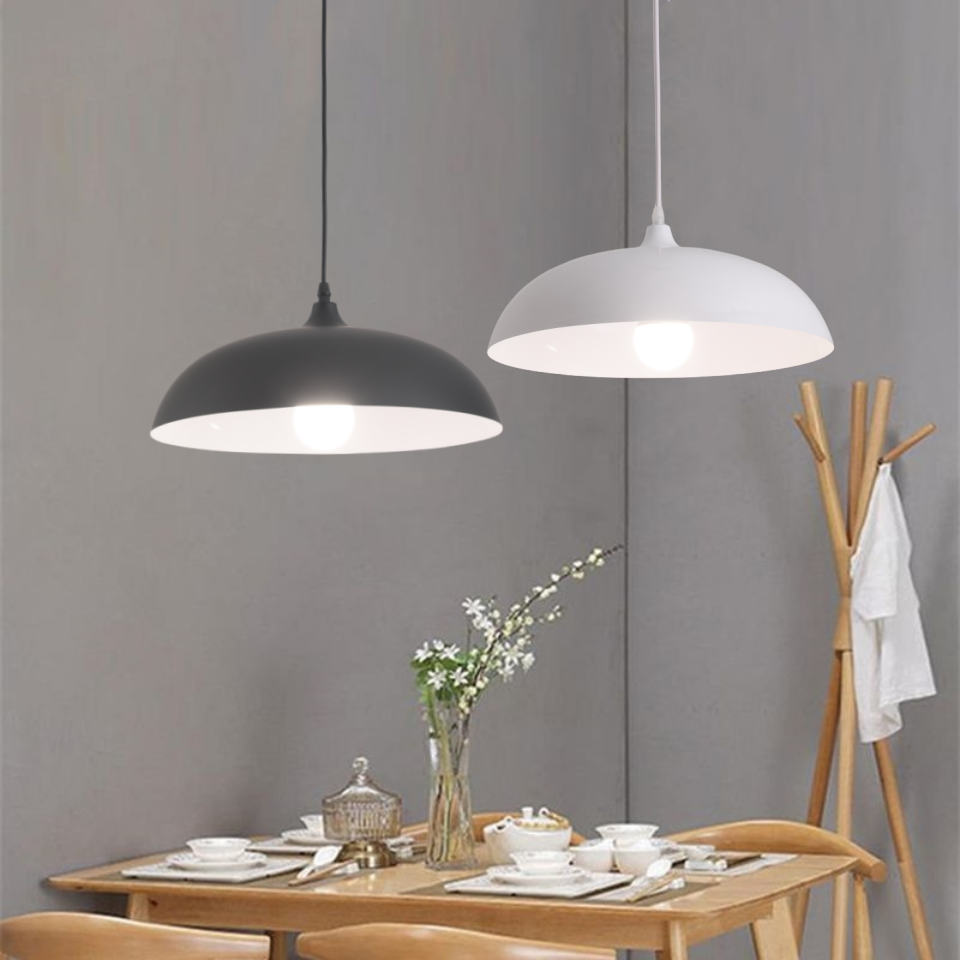 Morandi Metal Pendant Light - Black and White Dome Lights
