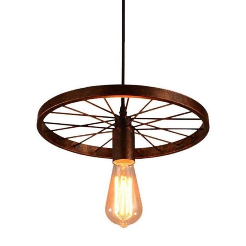 Rust Alessio wagon wheel pendant lighting