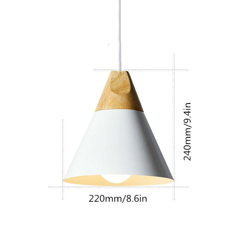Morandi pendant light dimensions: 220mm x 240mm, wood and metal