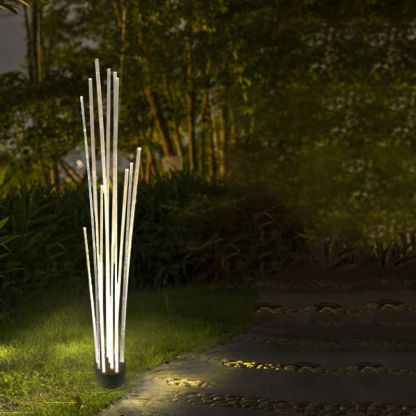 Riley Optical Fiber LED Outdoor Ground Light in a garden setting