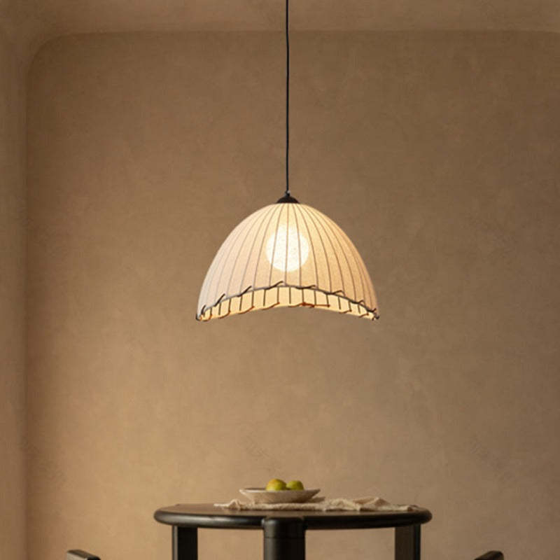 White boho fabric pendant light for restaurant lighting