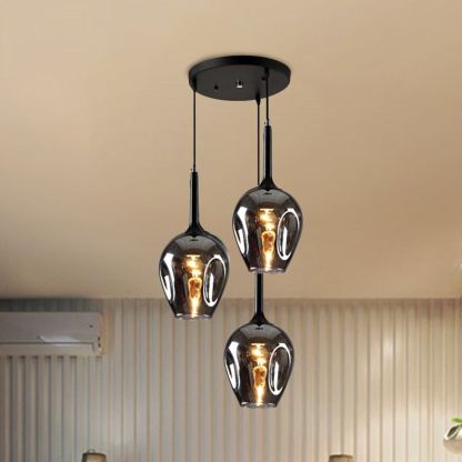 Smoky glass Valentina pendant lights. Nordic minimalist design.