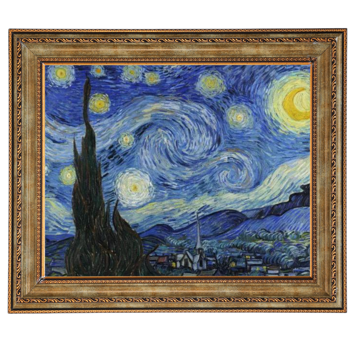Framed Van Gogh Starry Night oil painting reproduction for dining room