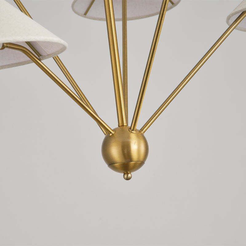 Alessio Brass Chandelier, close up metal fixture.