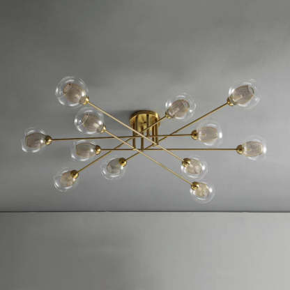 Valentina Chandelier, glass globe ceiling light with brass fixture