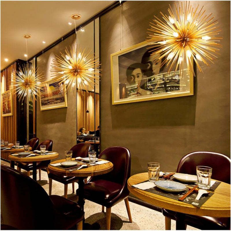 Restaurant interior with Colon LED chandelier lighting