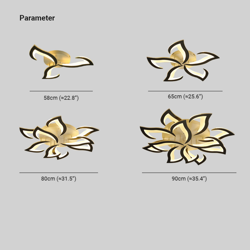 Hana Flower Ceiling Light Size and Parameter