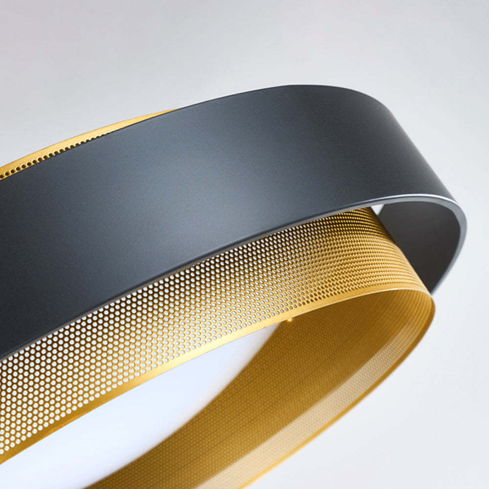 Quinn Modern Ring Ceiling Light - Gold and Black Detail