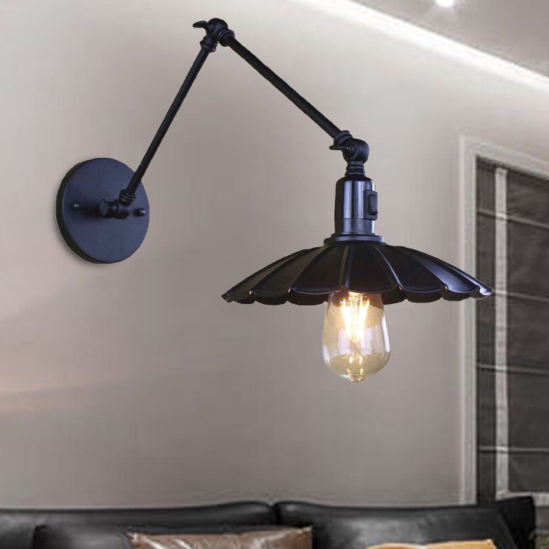 Black Brady Wall Lamp - Adjustable Metal Bedroom Lighting