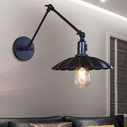 Black Brady Wall Lamp - Adjustable Metal Bedroom Lighting