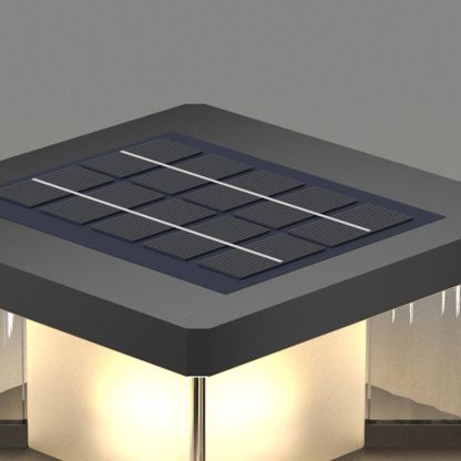 Riley LED solar metal outdoor lamp detail.