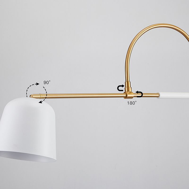 Adjustable Salgado Arc Floor Lamp, white and gold metal finish