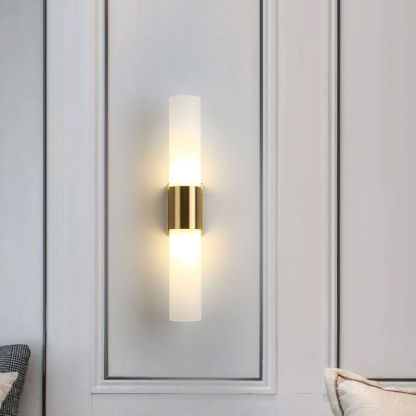 Leigh Modern Double Headed Wall Lamp - Gold and Glass