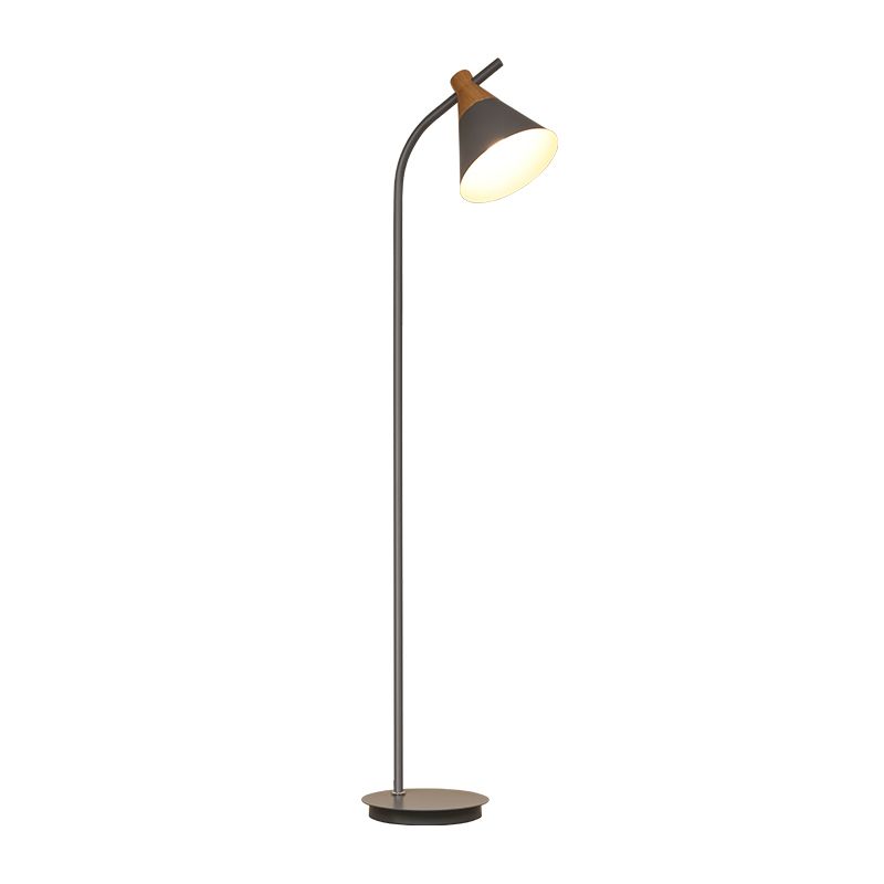 Gray Morandi floor lamp with metal shade. Modern lighting.