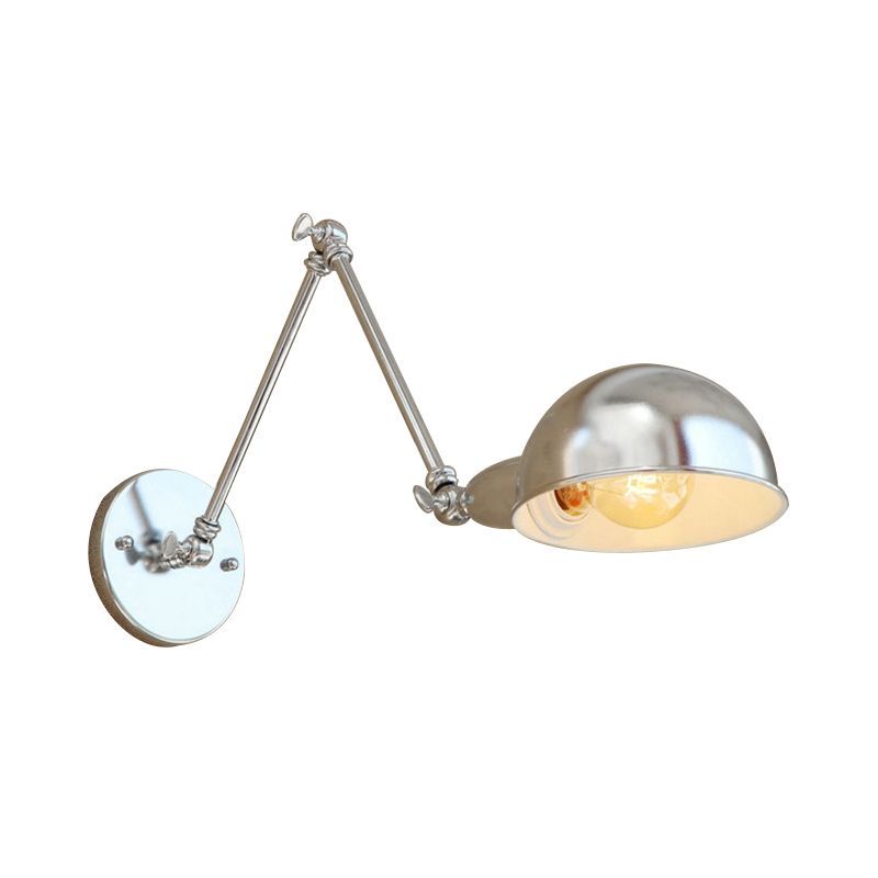 Brady Silver Wall Lamp - Adjustable Dome Bedroom Light
