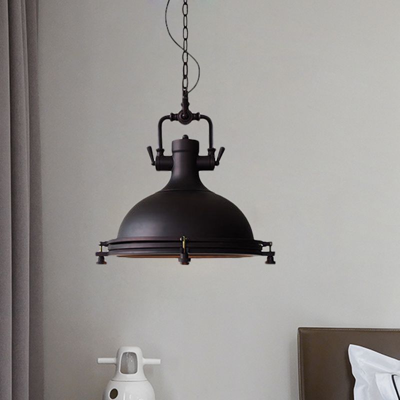 Alessio rustic metal pendant light in bedroom