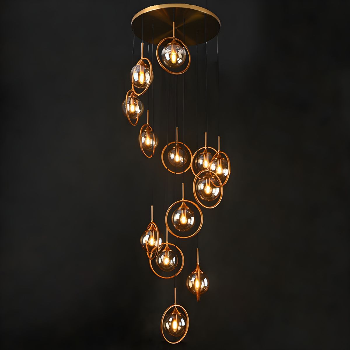 Modern Hailie spiral ball chandelier with gold accents