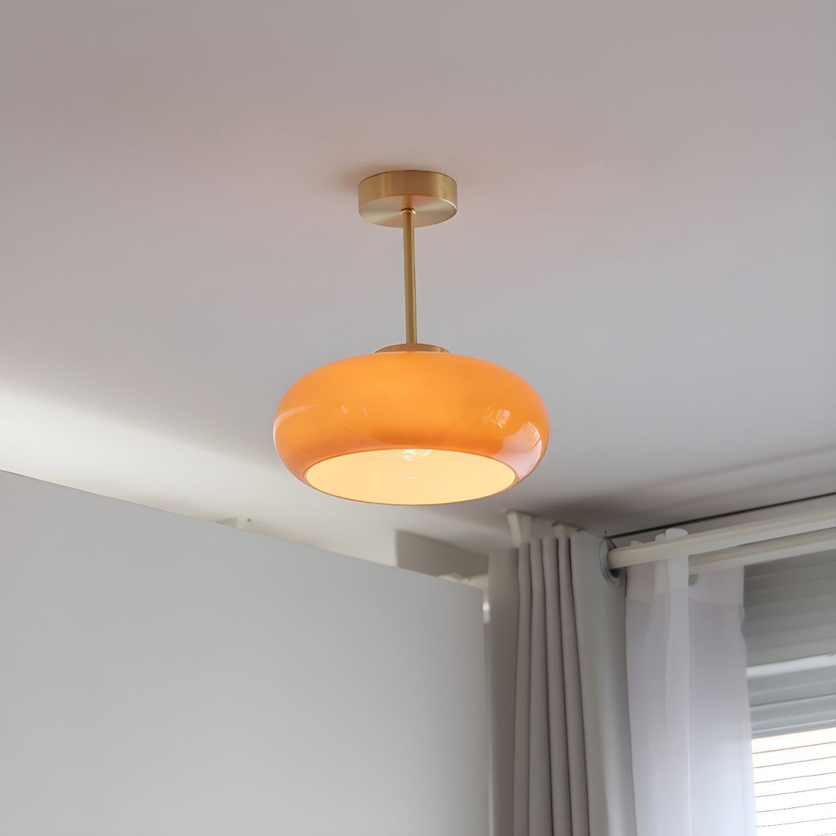 Orange Sanna Modern Flush Mount Ceiling Light, warm interior lighting