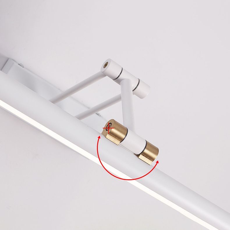 Adjustable white LED vanity light shows rotation.