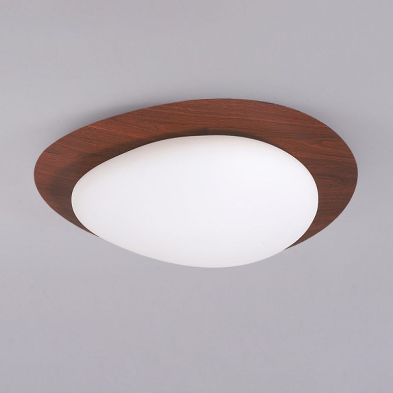 Quinn Flush Mount Ceiling Light, walnut and white