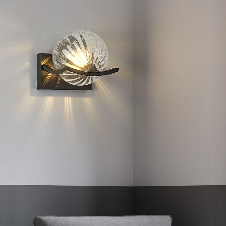 Modern wall lamp with glass sphere and light, Valentina Vanity