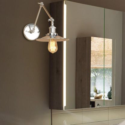 Chrome Alessio adjustable wall lamp, bedroom reading light