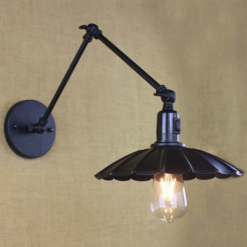 Black Brady Wall Lamp - Adjustable Metal Arm Lighting