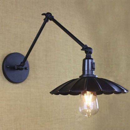 Black Brady Wall Lamp - Adjustable Metal Arm Lighting