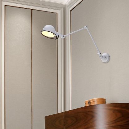 White Brady Wall Lamp - Adjustable Arm, Modern Lighting