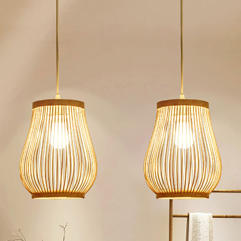 Woven bamboo pendant lighting