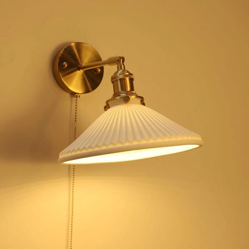 Lottie Nordic Wall Lamp, white ceramic shade and metal arm