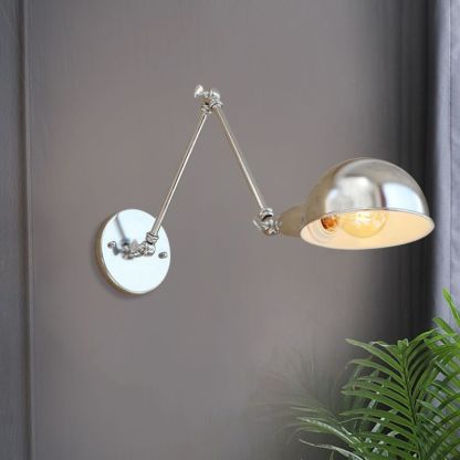 Brady Wall Lamp: Minimalist Silver Dome Adjustable Lighting