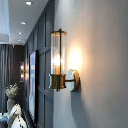 Leigh glass and metal cylindrical wall lamp
