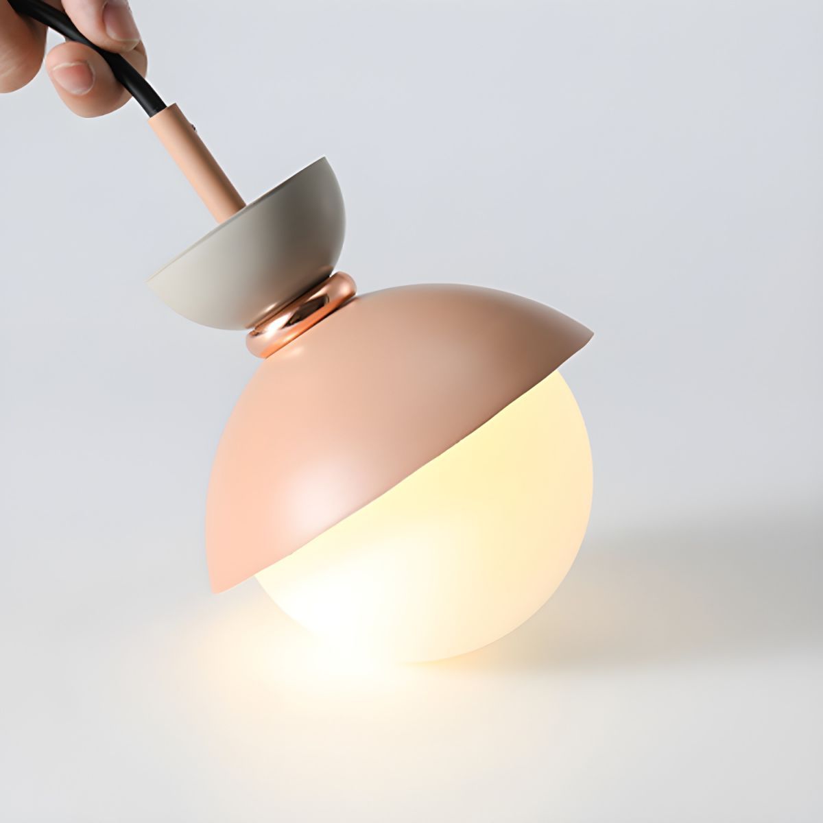 Cairns Nordic Globe Pendant Light - Peach and White, Bedroom Lighting