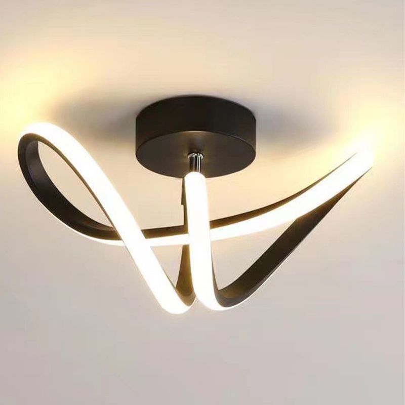 Lacey Modern Flush Mount Ceiling Light, black and gold finish
